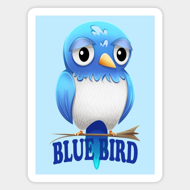 Blue Bird Sad Bird Magnet by Art by Angele G